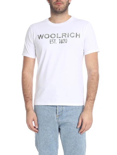 Shop Woolrich T-shirt Floreal Logo In White