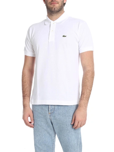 Shop Lacoste White Polo Shirt With Logo Patch