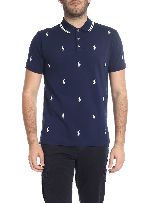 Polo Ralph Lauren All-over Logo Polo In Blue | ModeSens