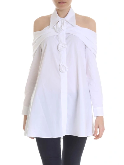 Shop Vivetta Savigliano White Shirt With Rose Detail