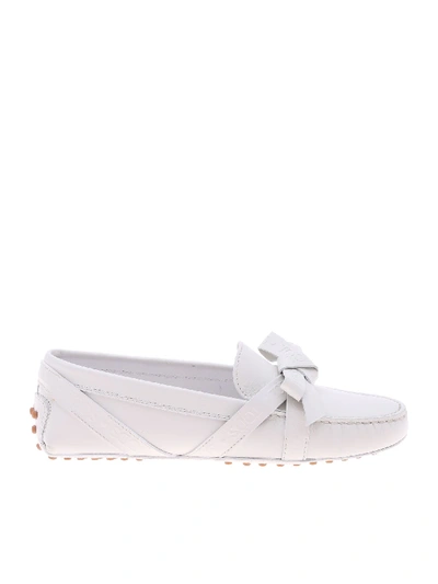Shop Tod's Gommino Driving Loafers In White Leather