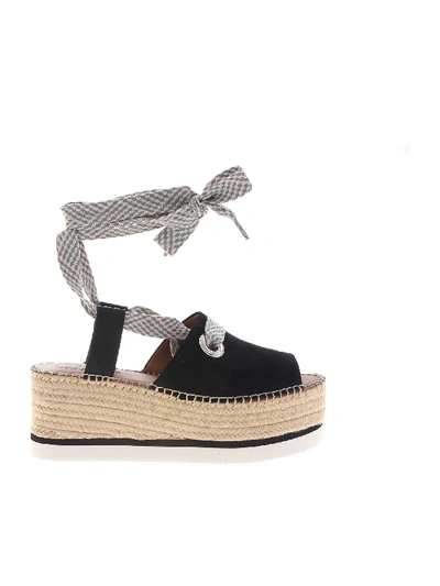 Shop See By Chloé Black Espadrilles Sandals With Amber Wedge