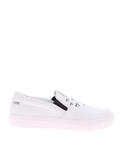 Shop Karl Lagerfeld Kupsole Love Slip-on In White Leather