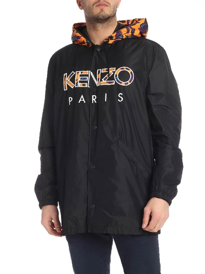 Shop Kenzo Flying Phoenix Hooded Jacket In Black