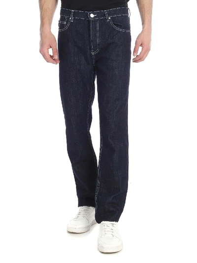 Shop Kenzo Dark Blue Stretch Cotton Jeans