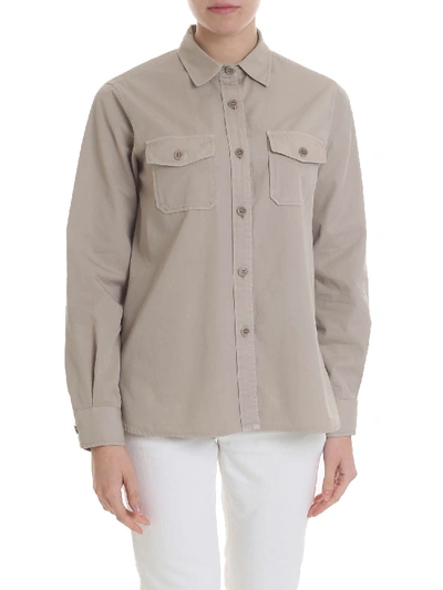 Shop Aspesi Taupe-colored Shirt With Pockets In Grey