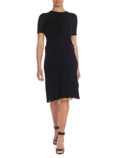 Shop Alberta Ferretti Black Pleated Dress With Knot Embellishment