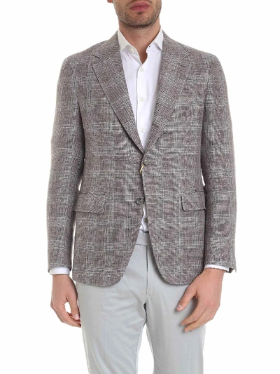 Shop Canali Textured Jacket In Shades Of Brown