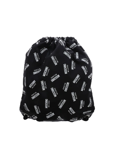Shop Moschino Milano Printed Backpack In Black