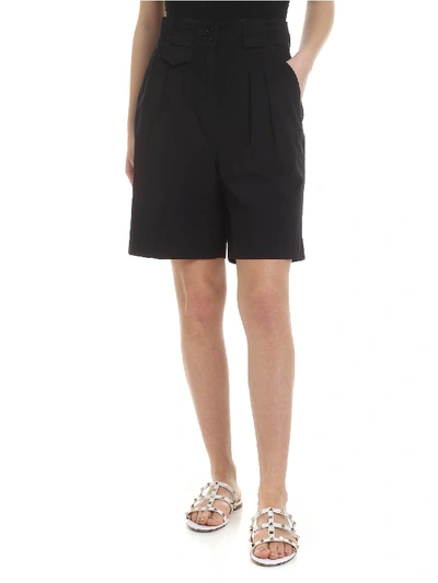 Shop Etro Black Shorts With Pleats