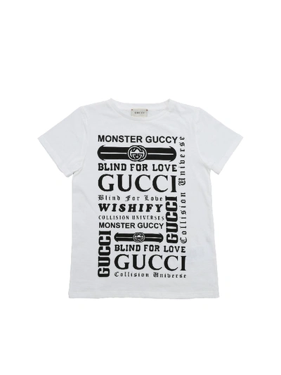 Shop Gucci T-shirt In White With Logo Prints