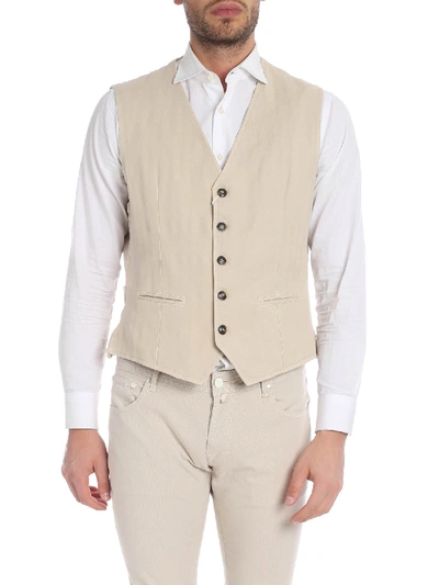 Shop Briglia 1949 Beige Waistcoat With Welt Pockets