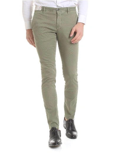 Shop Incotex Olive Green Woven Trousers