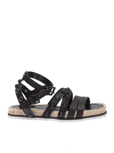 Shop Kendall + Kylie Bianca Sandals In Black Leather With Studs