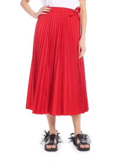 Shop Valentino Red Pleated Skirt