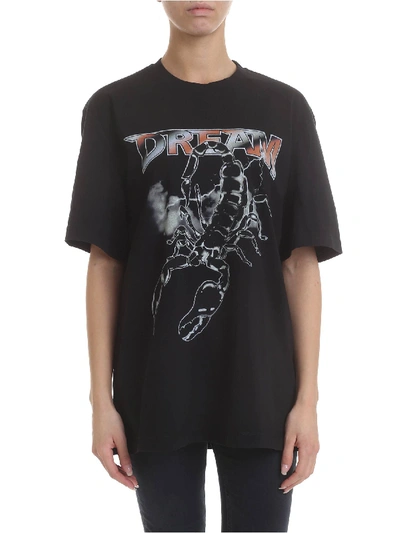 Shop Msgm T-shirt In Black With Dream Print