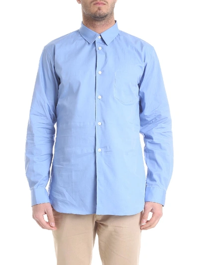 Shop Comme Des Garçons Shirt Light Blue Shirt With Patch Pocket
