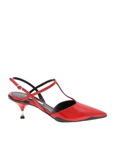 Shop Prada Pointy Mules In Red Leather