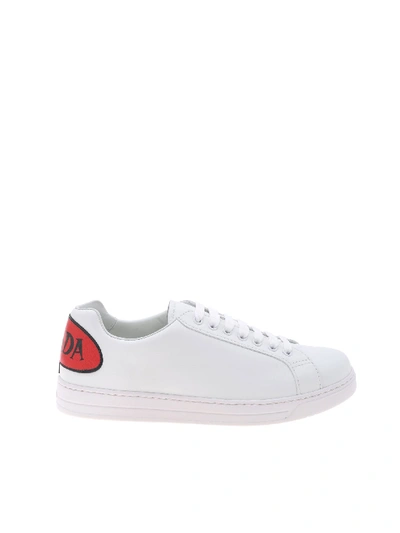 Shop Prada Sneakers In White Calf Leather