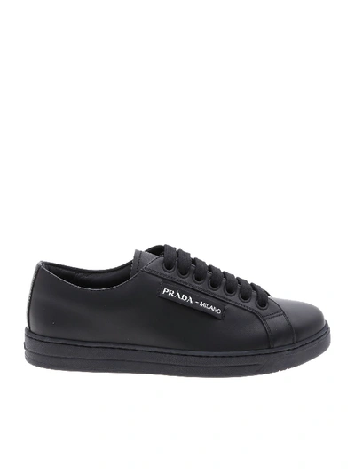 Shop Prada Sneakers In Black Real Leather