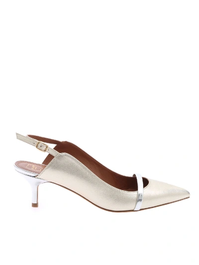Shop Malone Souliers Marion Luwolt Slingbacks In Platinum Leather In Metallic