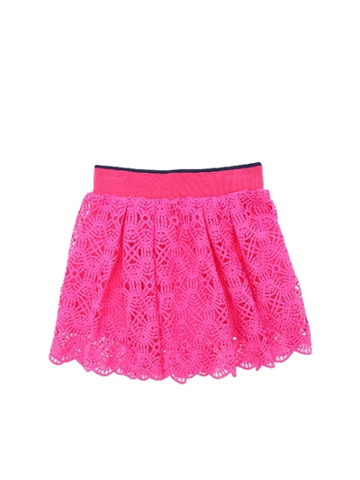 Shop Alberta Ferretti Fuchsia Skirt In Crochet Effect Lace