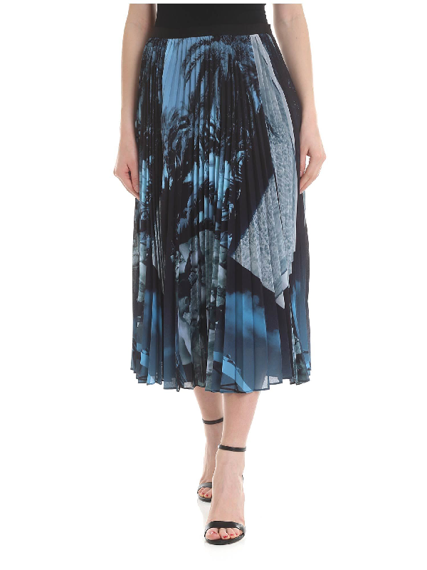 Paul Smith Pleated Skirt In Black And In Shades Of Green And Blue | ModeSens