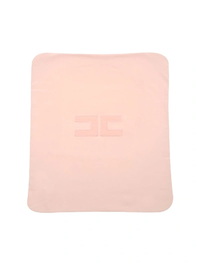 Shop Elisabetta Franchi Blanket In Pink With Embroidered Logo