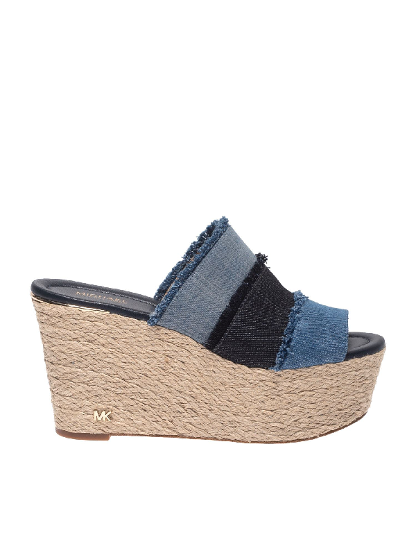 michael kors blue wedges