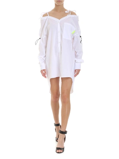 Shop Marcelo Burlon County Of Milan Off-shoulder Confidencial Dress In Whit In White