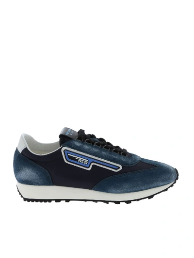 Shop Prada Vintage-effect Sneakers In Blue