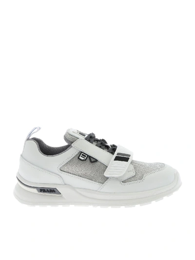 Shop Prada Mechano Sneakers In White And Gray