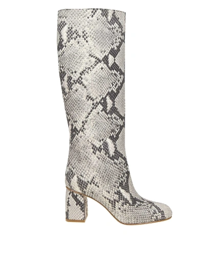 Shop Red Valentino Reptile Effect Leather Boots In Grey