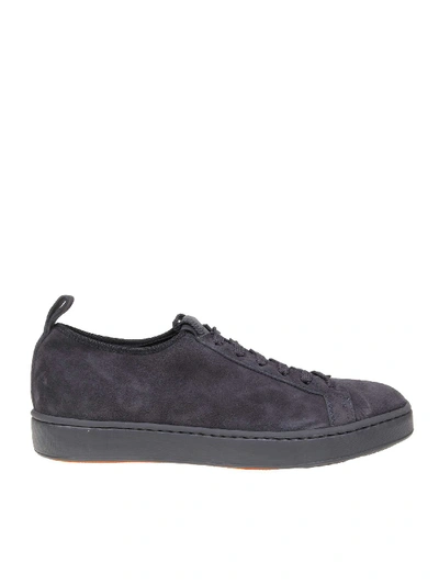 Shop Santoni Suede Sneakers Carbon-color In Grey