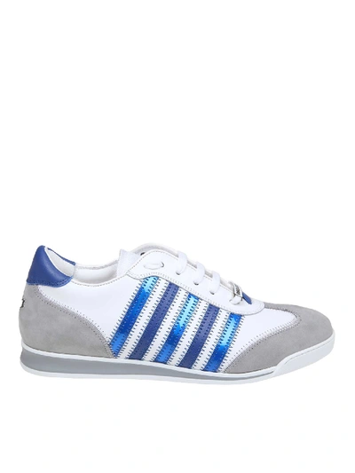 Shop Dsquared2 New Runner Sneakers In White And Blue