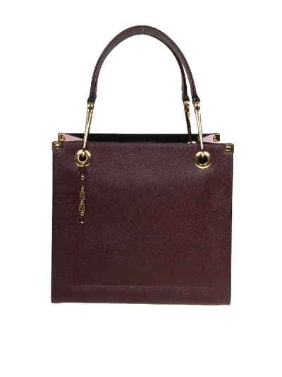 Shop Marni Squared Snap Link Grip Bag In Burgundy And Pink In Red