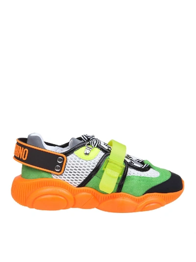 Shop Moschino Teddy Fluo Sneakers In Orange