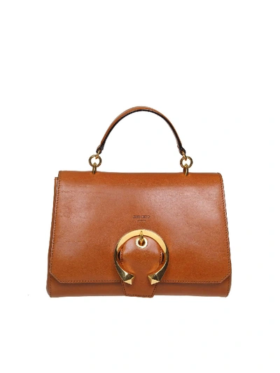 Shop Jimmy Choo Madeline Tophandle Handbag In Brown Leather