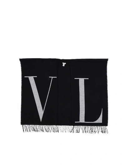 Shop Valentino Vltn Knitted Shawl In Black