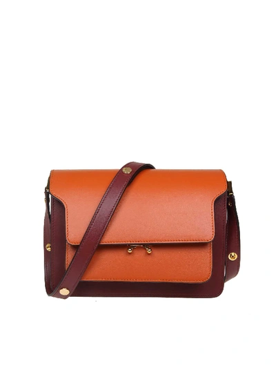 Shop Marni Trunk Bag In Cherry And Orange Leather In Red