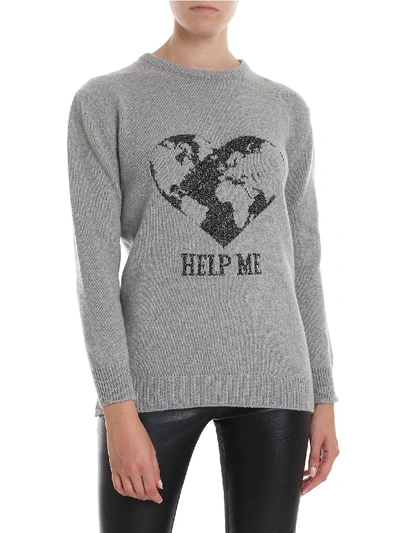 Shop Alberta Ferretti Help Me Oversize Pullover In Light Gray In Grey