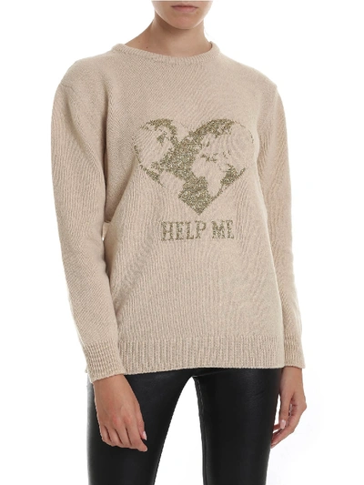 Shop Alberta Ferretti Help Me Oversize Pullover In Beige