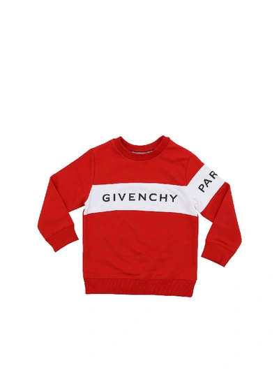 Shop Givenchy Red Sweatshirt With White Band