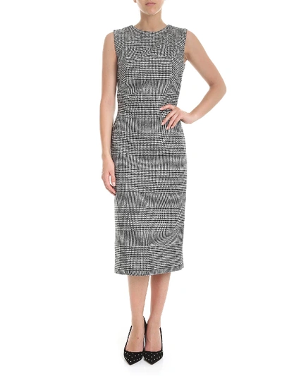 Shop Ermanno Scervino Prince Of Wales Sheath Dress In Black And White