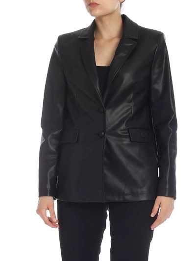 Shop Be Blumarine Eco Leather Blazer In Black