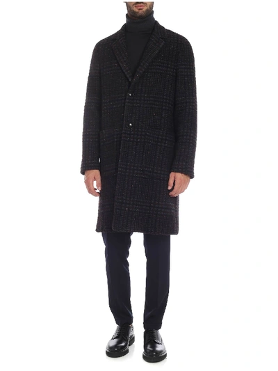 Shop Etro Single-breasted Coat In Brown And Blue