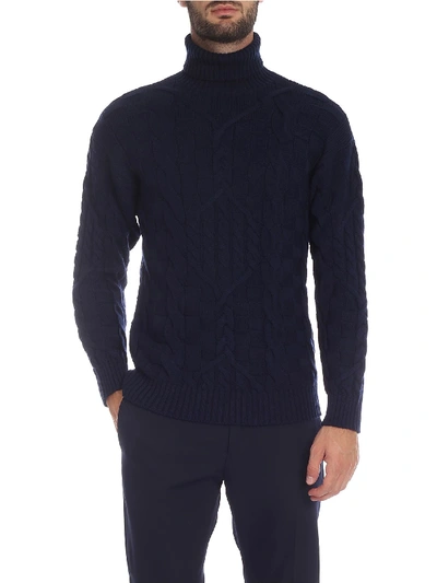 Shop Etro Turtleneck Sweater In Dark Blue Wool