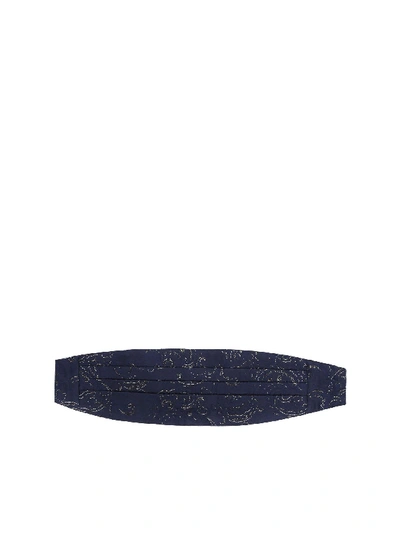 Shop Etro Paisley Lamè Cummerbund In Dark Blue