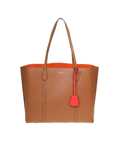 Shop Tory Burch Perry Shopping Bag In Leather Color In Camel