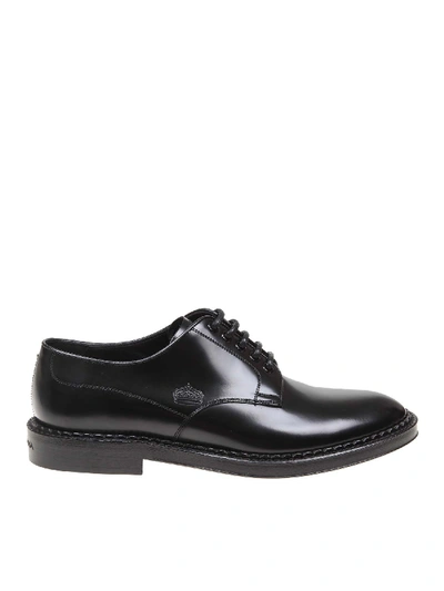 Shop Dolce & Gabbana Embossed Crown Derby Shoes In Black